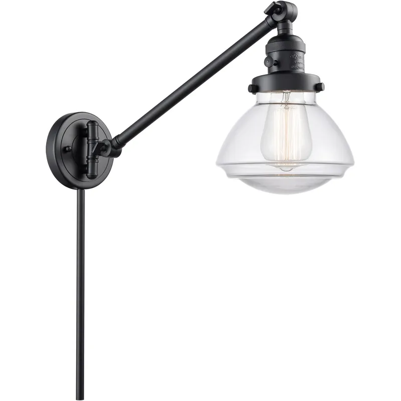 Olean 18 inch 3.50 watt Matte Black Swing Arm Wall Light, Franklin Restoration