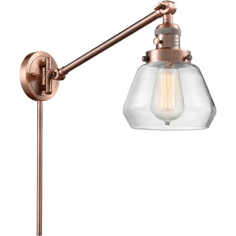 Fulton 35 inch 3.50 watt Antique Copper Swing Arm Wall Light, Franklin Restoration