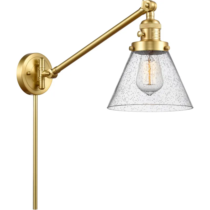 Large Cone 30 inch 60.00 watt Satin Gold Swing Arm Wall Light, Franklin Restoration