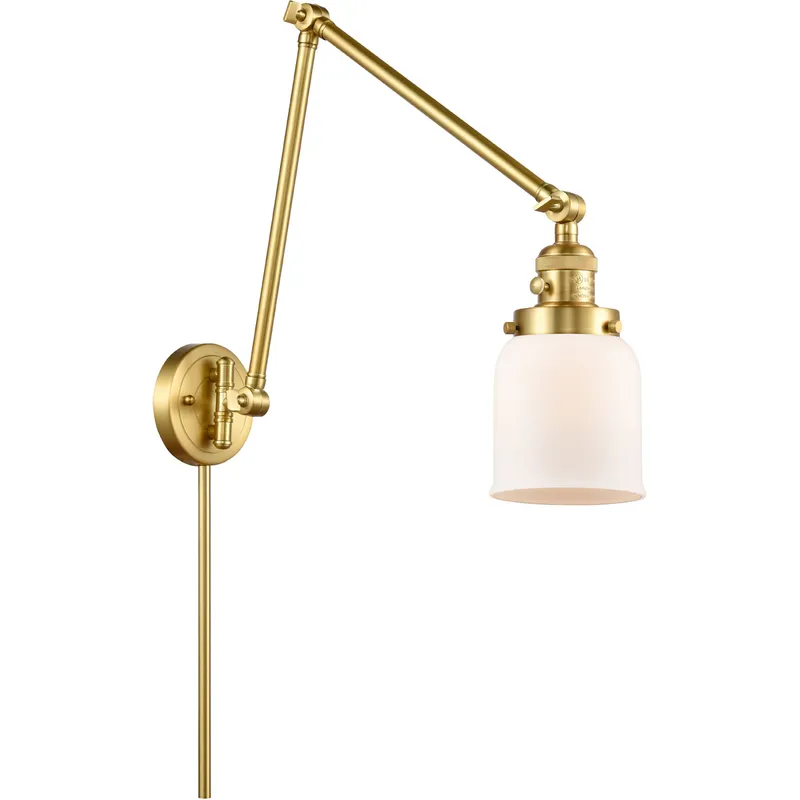 Small Bell 30 inch 60.00 watt Satin Gold Swing Arm Wall Light, Franklin Restoration