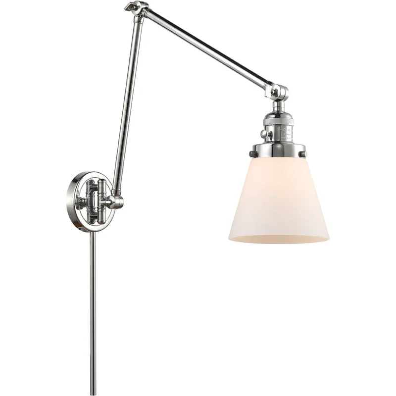 Small Cone 30 inch 60.00 watt Polished Chrome Swing Arm Wall Light, Franklin Restoration