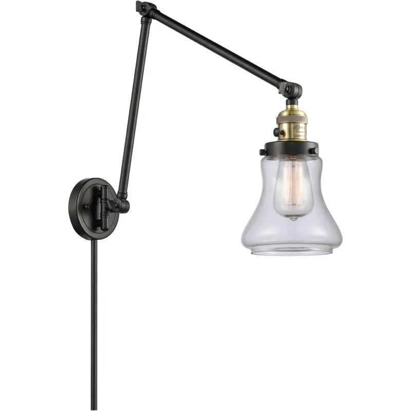 Bellmont 30 inch 3.5 watt Black Antique Brass Swing Arm Wall Light in Clear Glass, Franklin Restoration