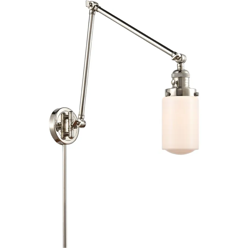 Dover 30 inch 3.50 watt Polished Nickel Swing Arm Wall Light, Franklin Restoration