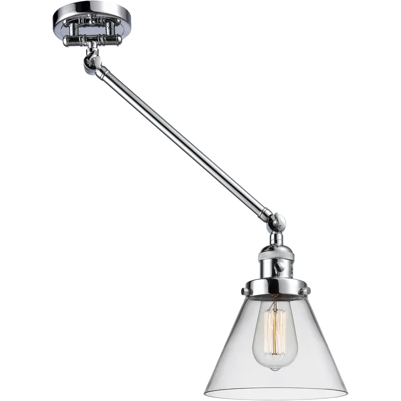 Large Cone 30 inch 60.00 watt Polished Chrome Swing Arm Wall Light, Franklin Restoration