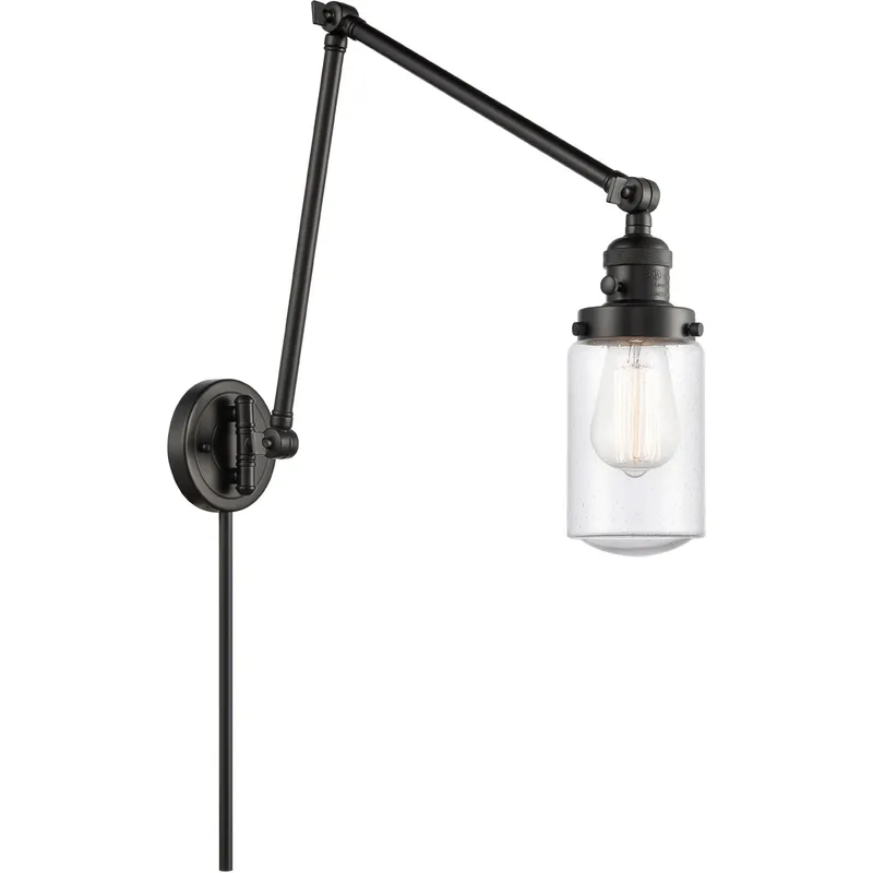 Dover 30 inch 3.50 watt Matte Black Swing Arm Wall Light, Franklin Restoration