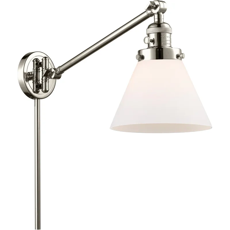 Large Cone 30 inch 60.00 watt Polished Nickel Swing Arm Wall Light, Franklin Restoration