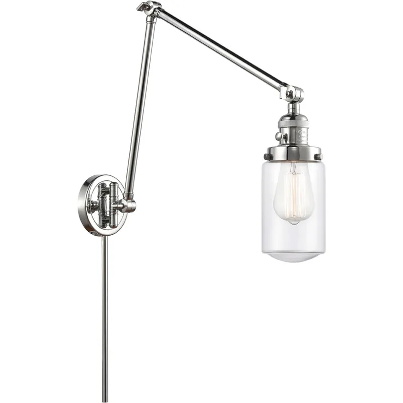 Dover 30 inch 3.50 watt Polished Chrome Swing Arm Wall Light, Franklin Restoration