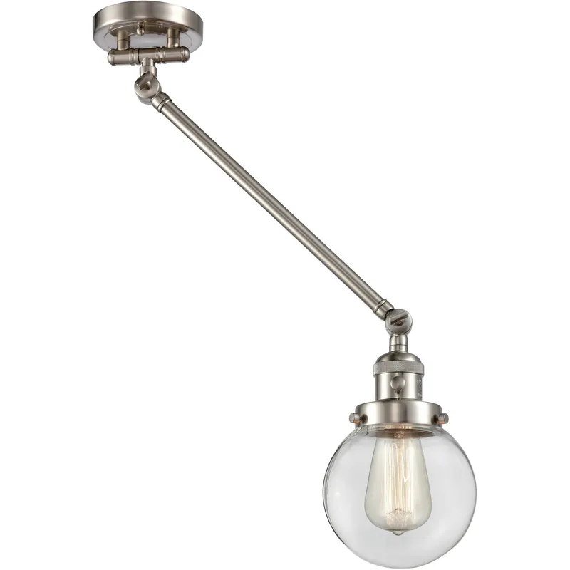 Beacon 21 inch 60.00 watt Satin Nickel Swing Arm Wall Light, Franklin Restoration