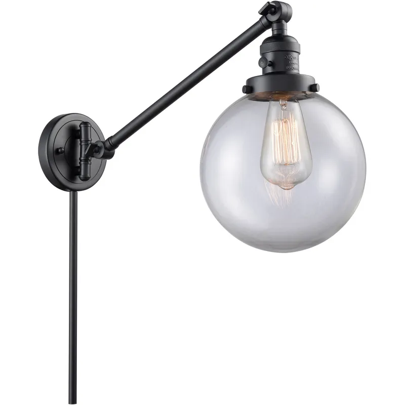 Large Beacon 21 inch 60.00 watt Matte Black Swing Arm Wall Light, Franklin Restoration