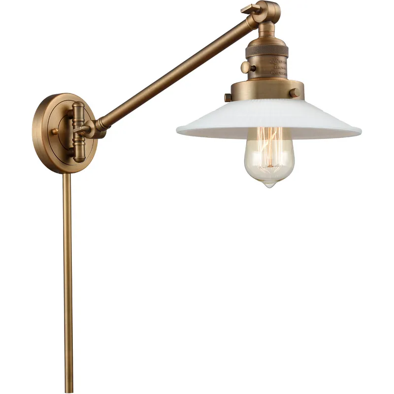 Halophane 21 inch 60.00 watt Brushed Brass Swing Arm Wall Light, Franklin Restoration