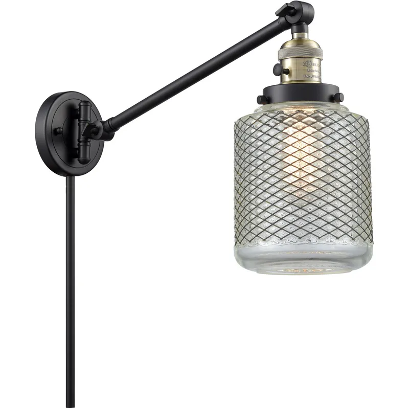 Stanton 30 inch 3.50 watt Black Antique Brass Swing Arm Wall Light, Franklin Restoration