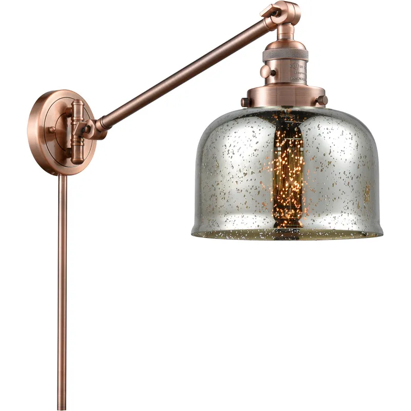 Large Bell 30 inch 60.00 watt Antique Copper Swing Arm Wall Light, Franklin Restoration