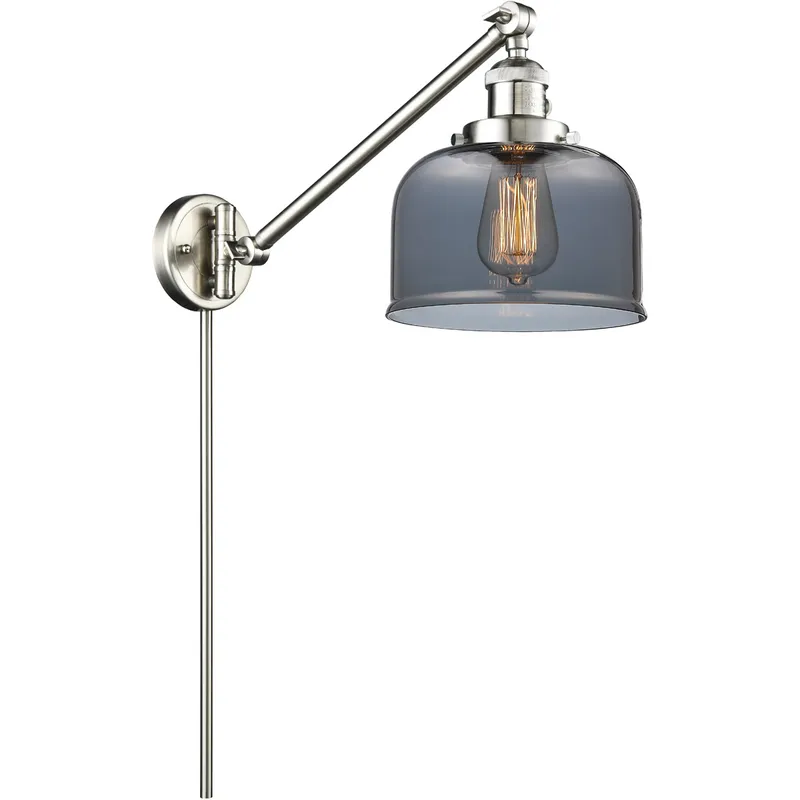 Large Bell 21 inch 3.50 watt Satin Nickel Swing Arm Wall Light, Franklin Restoration