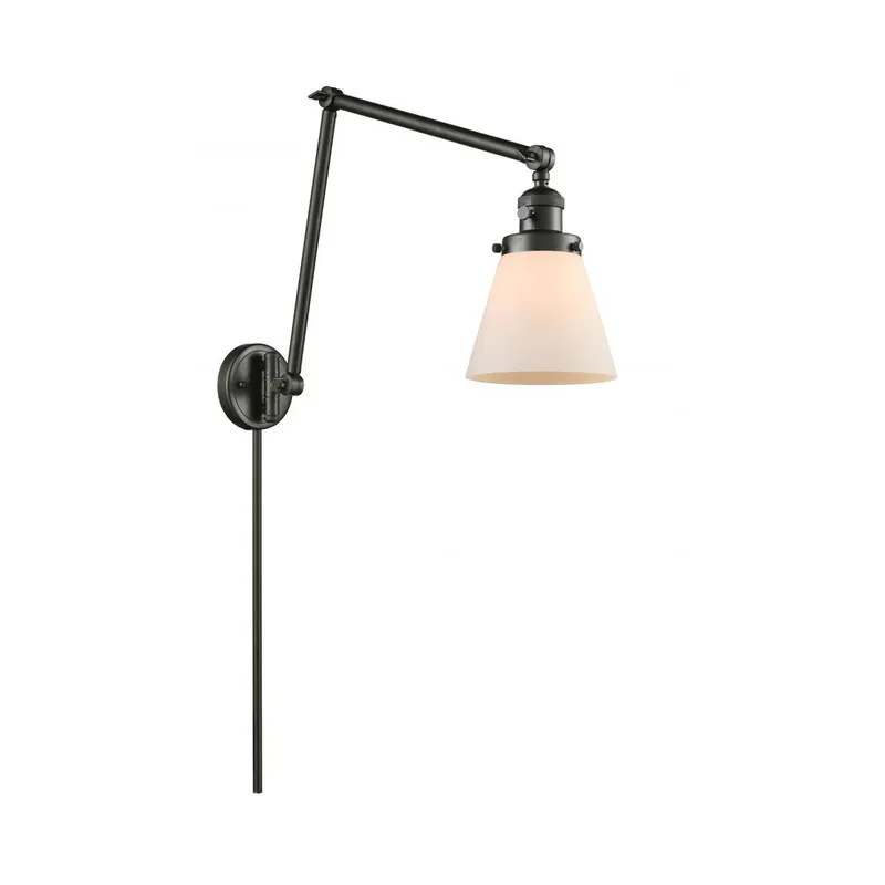 Small Cone 30 inch 60.00 watt Oil Rubbed Bronze Swing Arm Wall Light, Franklin Restoration