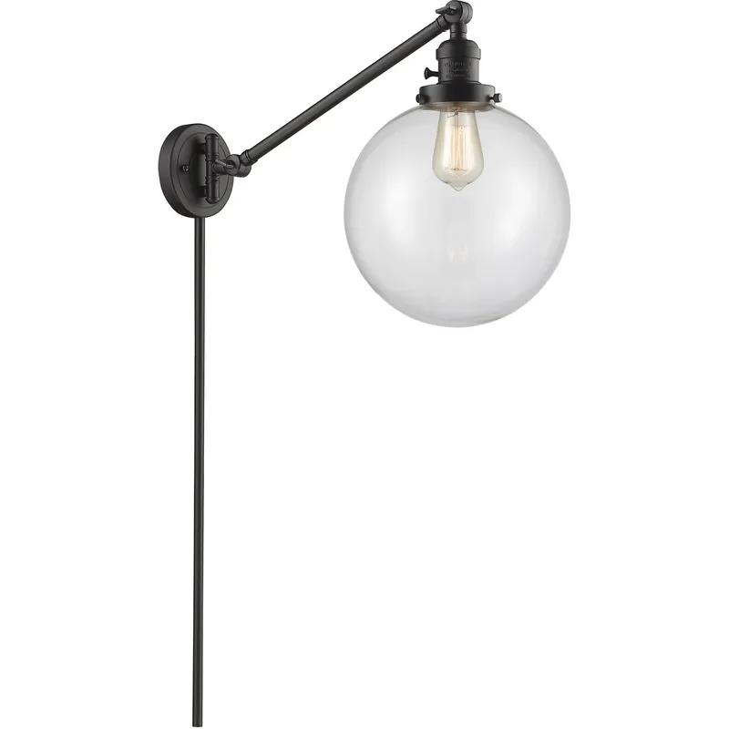 X-Large Beacon 18 inch 3.5 watt Oil Rubbed Bronze Swing Arm Wall Light in Clear Glass, Franklin Restoration