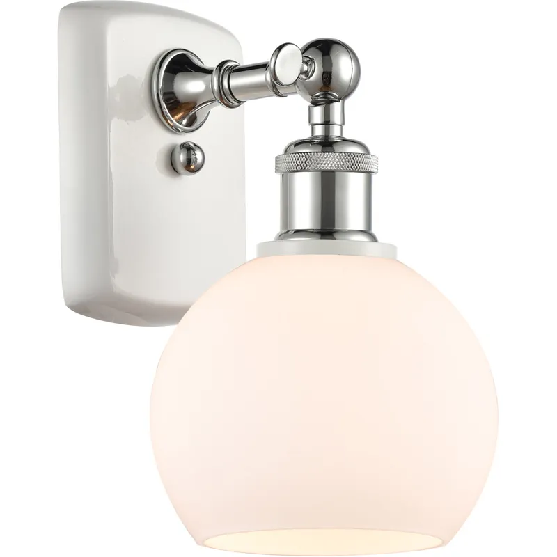 Ballston Athens LED 6 inch White and Polished Chrome Sconce Wall Light in Matte White Glass