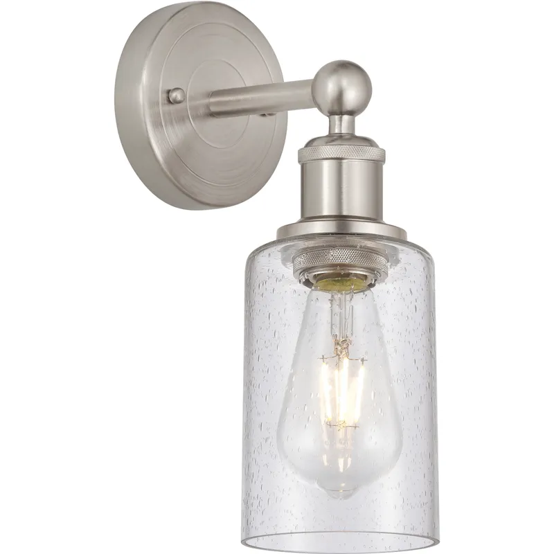 Clymer 1 Light 3.88 inch Brushed Satin Nickel Sconce Wall Light in Seedy Glass