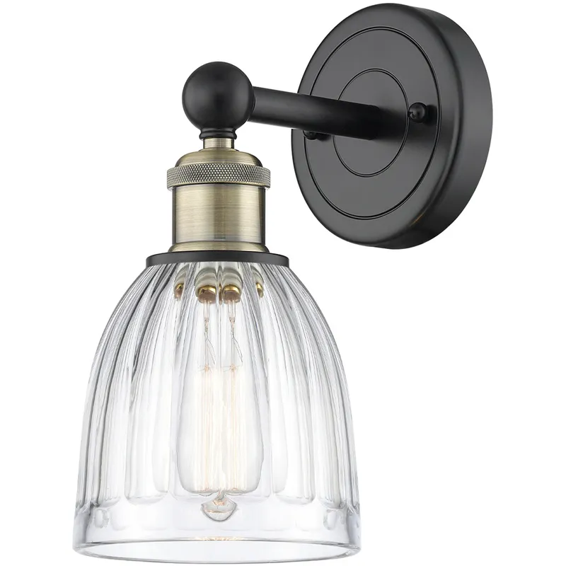 Brookfield Sconce Wall Light in Black Antique Brass, Clear