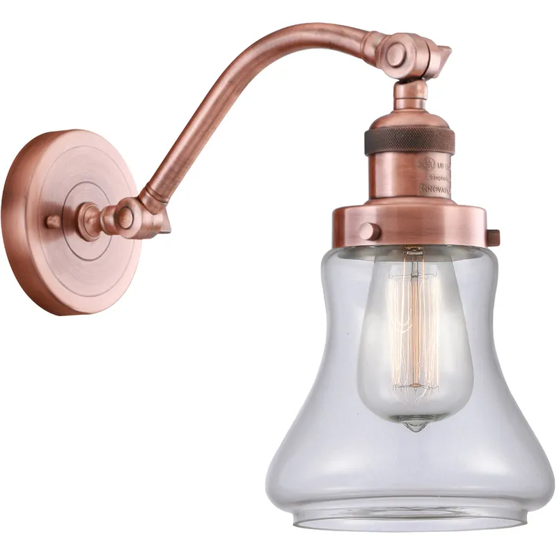 Franklin Restoration Bellmont LED 6.5 inch Antique Copper Sconce Wall Light in Clear Glass, Franklin Restoration