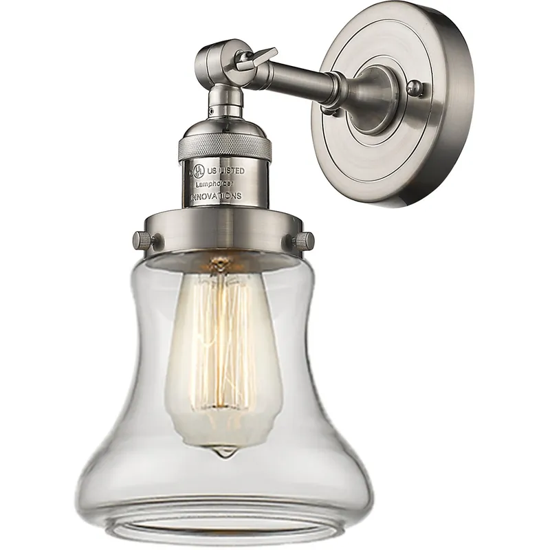 Franklin Restoration Bellmont 1 Light 7 inch Brushed Satin Nickel Sconce Wall Light in Clear Glass, Franklin Restoration
