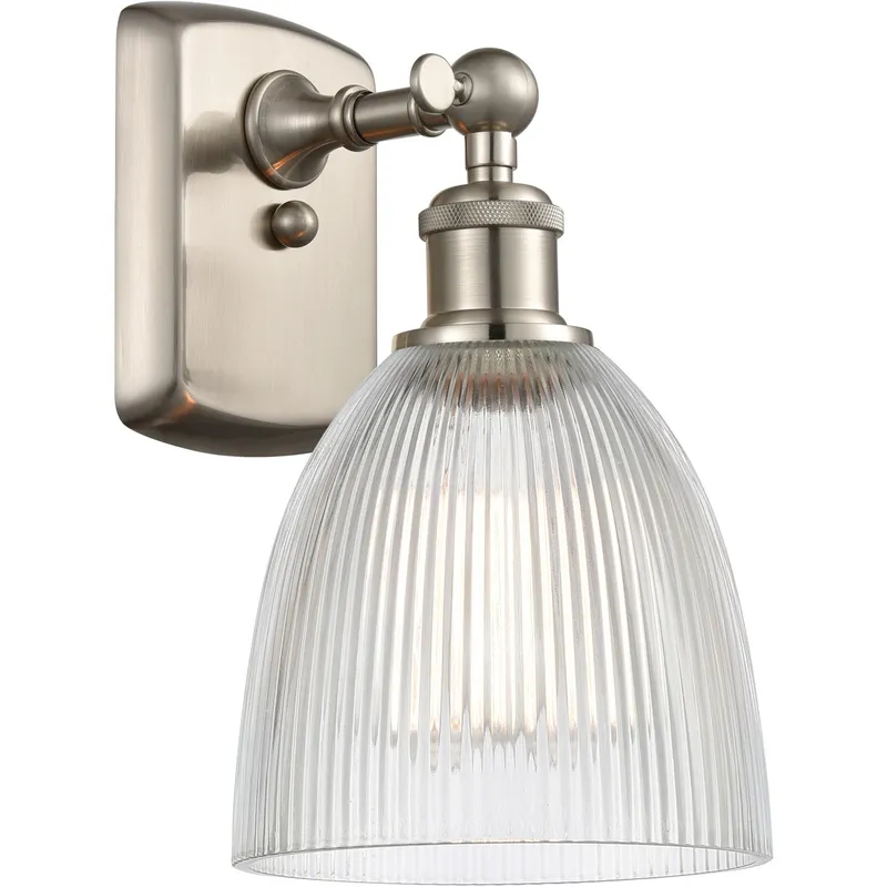Ballston Castile LED 6 inch Brushed Satin Nickel Sconce Wall Light in Clear Glass, Ballston