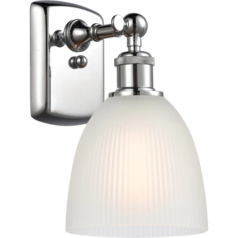 Ballston Castile LED 6 inch Polished Chrome Sconce Wall Light in White Glass, Ballston