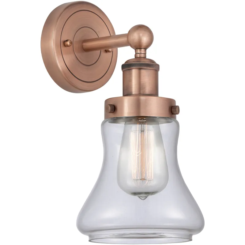 Bellmont Sconce Wall Light in Antique Copper, Clear