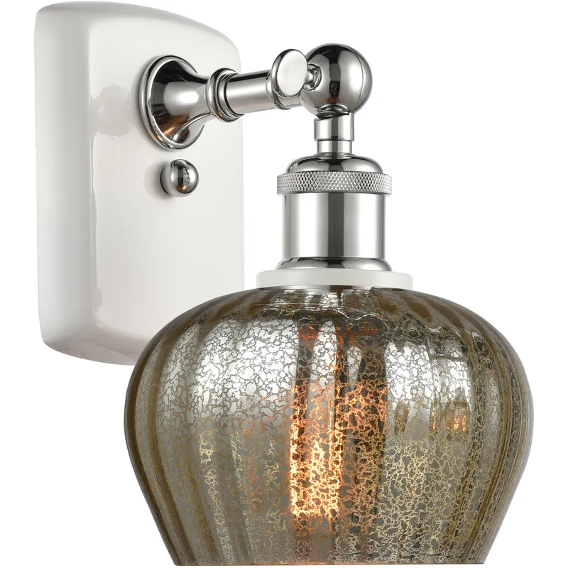 Ballston Fenton LED 7 inch White and Polished Chrome Sconce Wall Light in Mercury Glass, Ballston