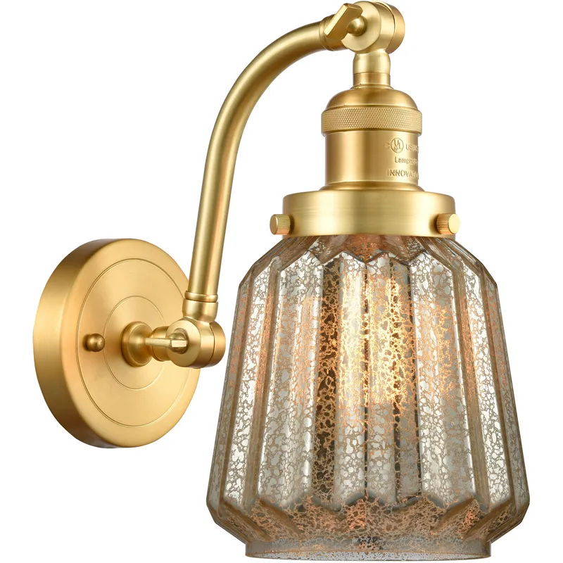 Franklin Restoration Chatham LED 6 inch Satin Gold Sconce Wall Light in Mercury Glass, Franklin Restoration