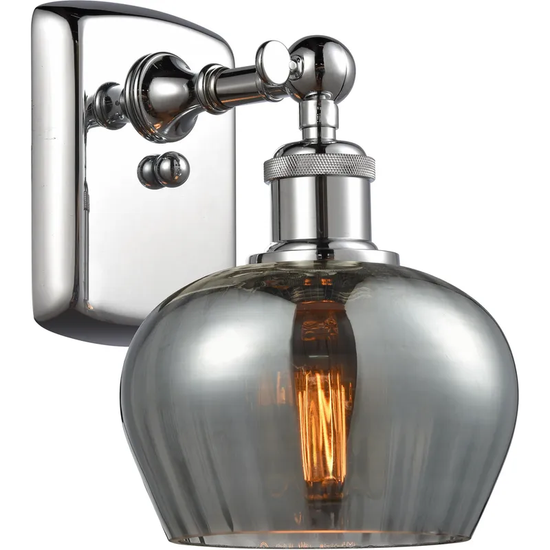 Ballston Fenton LED 7 inch Polished Chrome Sconce Wall Light in Plated Smoke Glass, Ballston