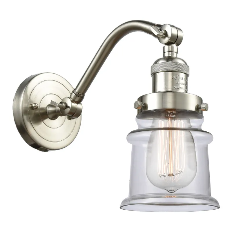 Franklin Restoration Small Canton LED 6.5 inch Brushed Satin Nickel Sconce Wall Light in Clear Glass, Franklin Restoration