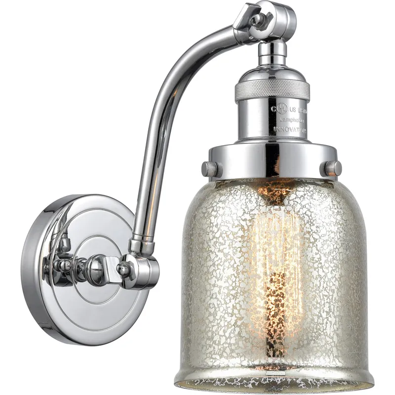 Franklin Restoration Small Bell LED 5 inch Polished Chrome Sconce Wall Light in Silver Plated Mercury Glass, Franklin Restoration