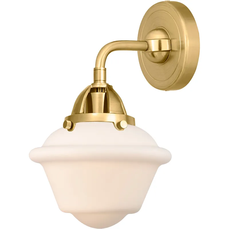 Nouveau 2 Small Oxford 1 Light 7.5 inch Satin Gold Sconce Wall Light in Matte White Glass
