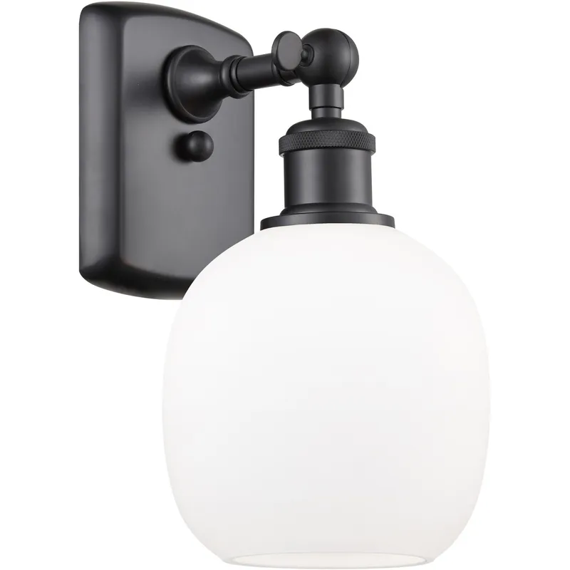 Ballston Belfast LED 6 inch Matte Black Sconce Wall Light in Matte White Glass, Ballston