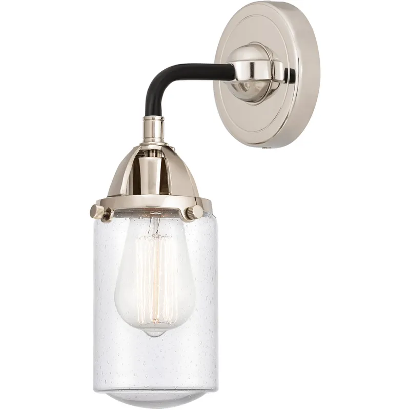 Nouveau 2 Dover 1 Light 5 inch Black Polished Nickel Sconce Wall Light in Seedy Glass