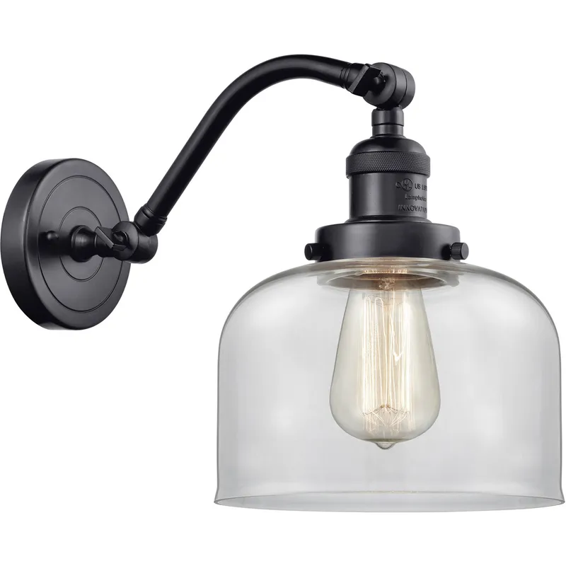 Franklin Restoration Large Bell LED 8 inch Matte Black Sconce Wall Light in Clear Glass, Franklin Restoration