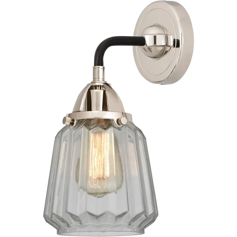 Nouveau 2 Chatham 1 Light 6 inch Black Polished Nickel Sconce Wall Light in Clear Glass