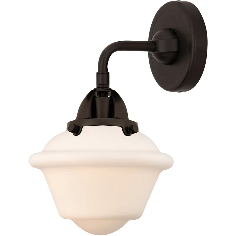 Nouveau 2 Small Oxford 1 Light 7.5 inch Oil Rubbed Bronze Sconce Wall Light in Matte White Glass
