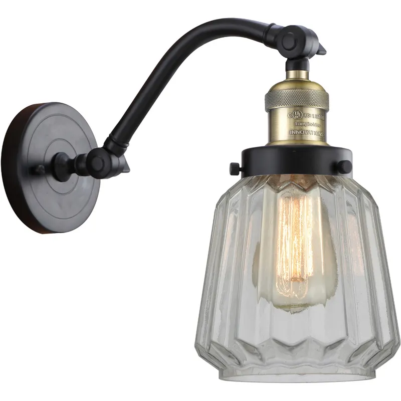 Franklin Restoration Chatham LED 6 inch Black Antique Brass Sconce Wall Light in Clear Glass, Franklin Restoration