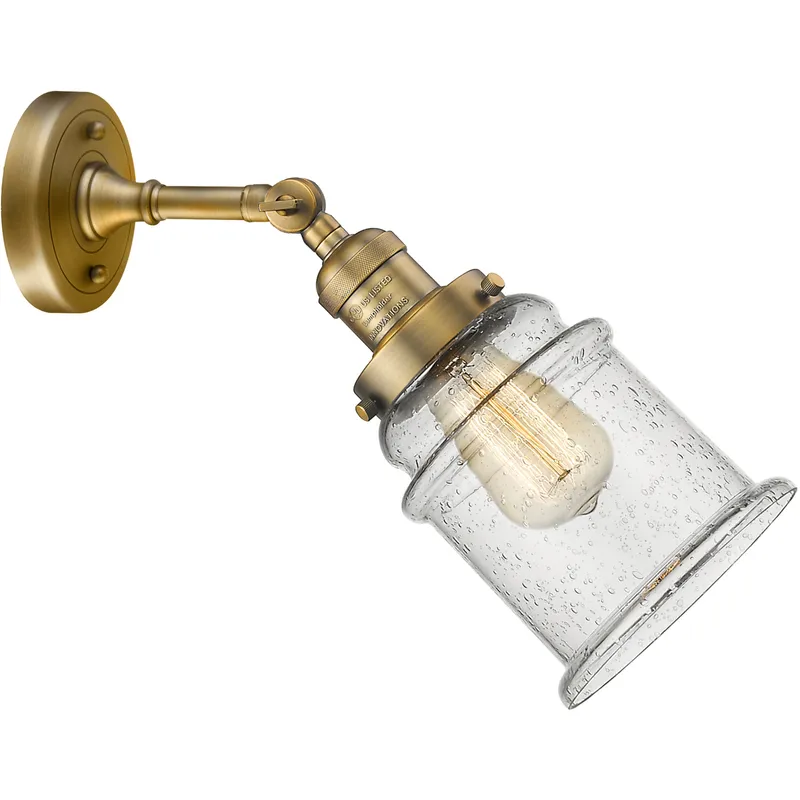 Franklin Restoration Canton LED 6.5 inch Brushed Brass Sconce Wall Light in Seedy Glass, Franklin Restoration