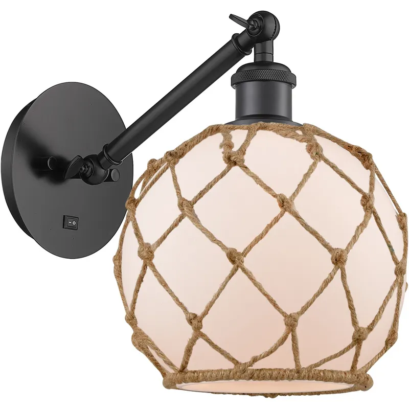 Ballston Farmhouse Rope LED 8 inch Matte Black Sconce Wall Light