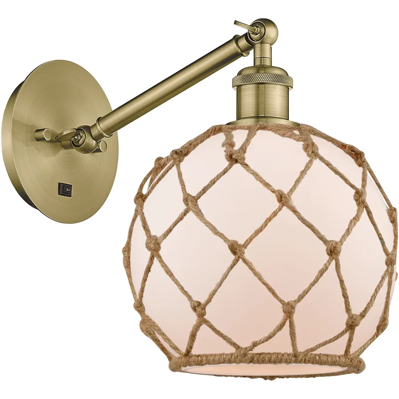 Ballston Farmhouse Rope LED 8 inch Antique Brass Sconce Wall Light