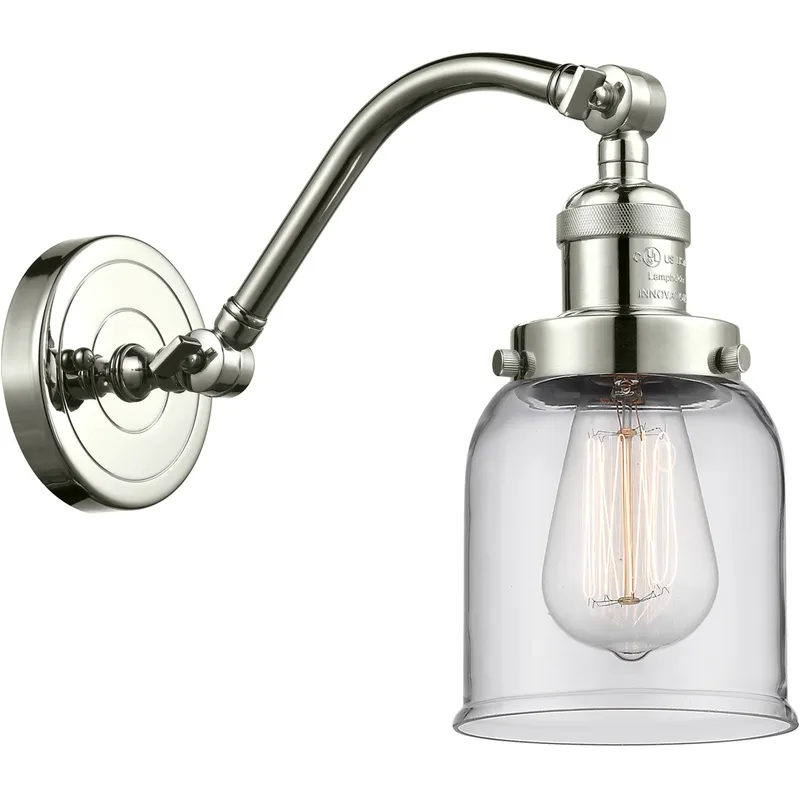 Franklin Restoration Small Bell LED 5 inch Polished Nickel Sconce Wall Light in Clear Glass, Franklin Restoration