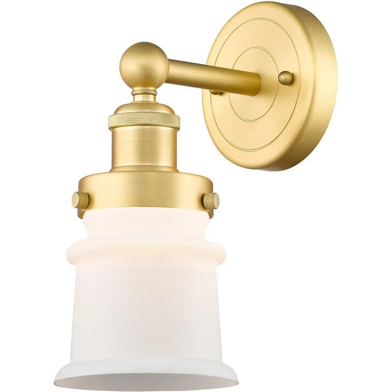 Canton 1 Light 5.25 inch Satin Gold Sconce Wall Light in Matte White Glass