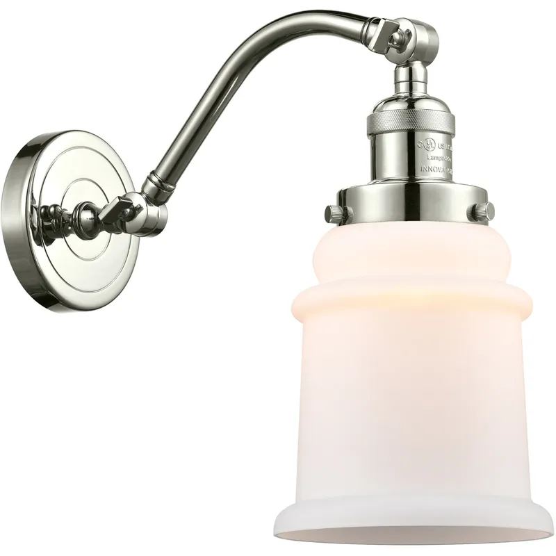 Franklin Restoration Canton 1 Light 7 inch Polished Nickel Sconce Wall Light in Matte White Glass, Franklin Restoration