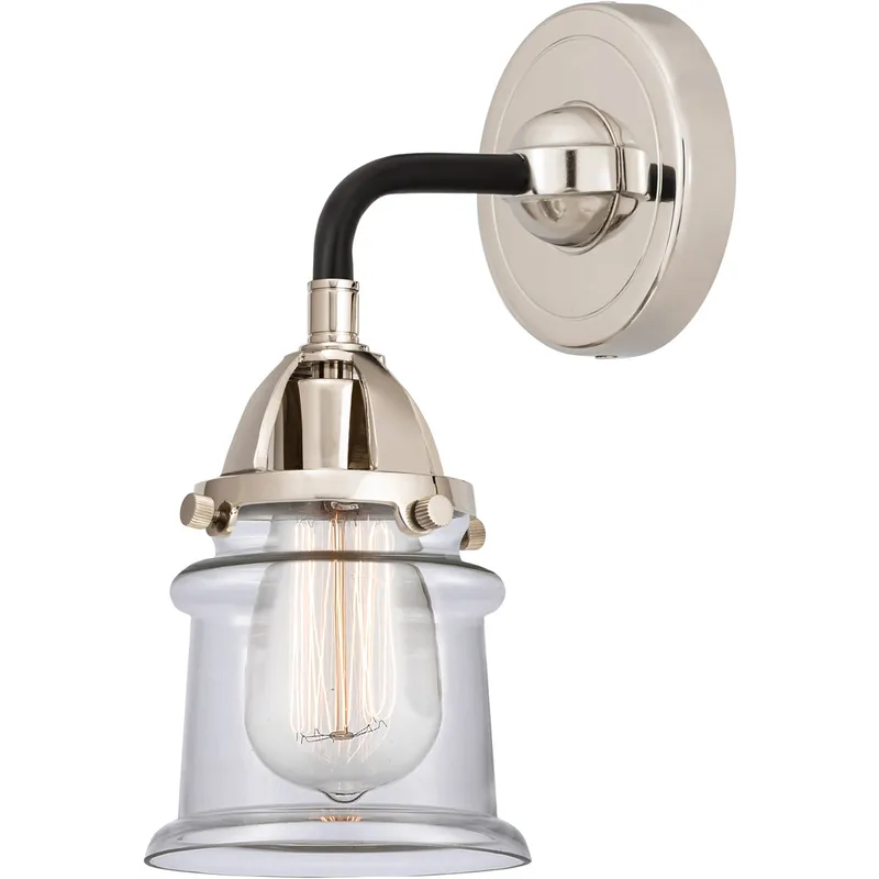 Nouveau 2 Small Canton 1 Light 5 inch Black Polished Nickel Sconce Wall Light in Clear Glass