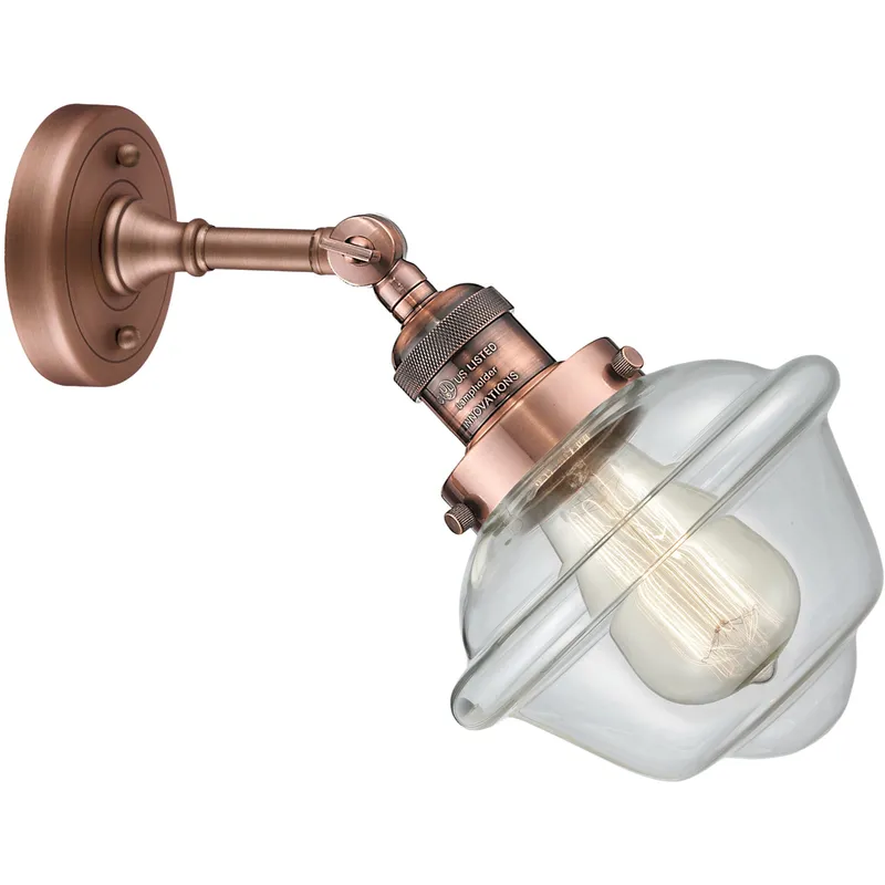 Franklin Restoration Small Oxford 1 Light 8 inch Antique Copper Sconce Wall Light in Clear Glass, Franklin Restoration