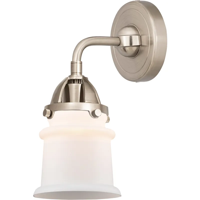 Nouveau 2 Small Canton 1 Light 5.25 inch Brushed Satin Nickel Sconce Wall Light in Matte White Glass