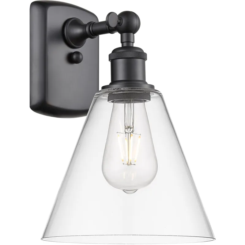 Ballston Cone LED 8 inch Matte Black Sconce Wall Light in Clear Glass