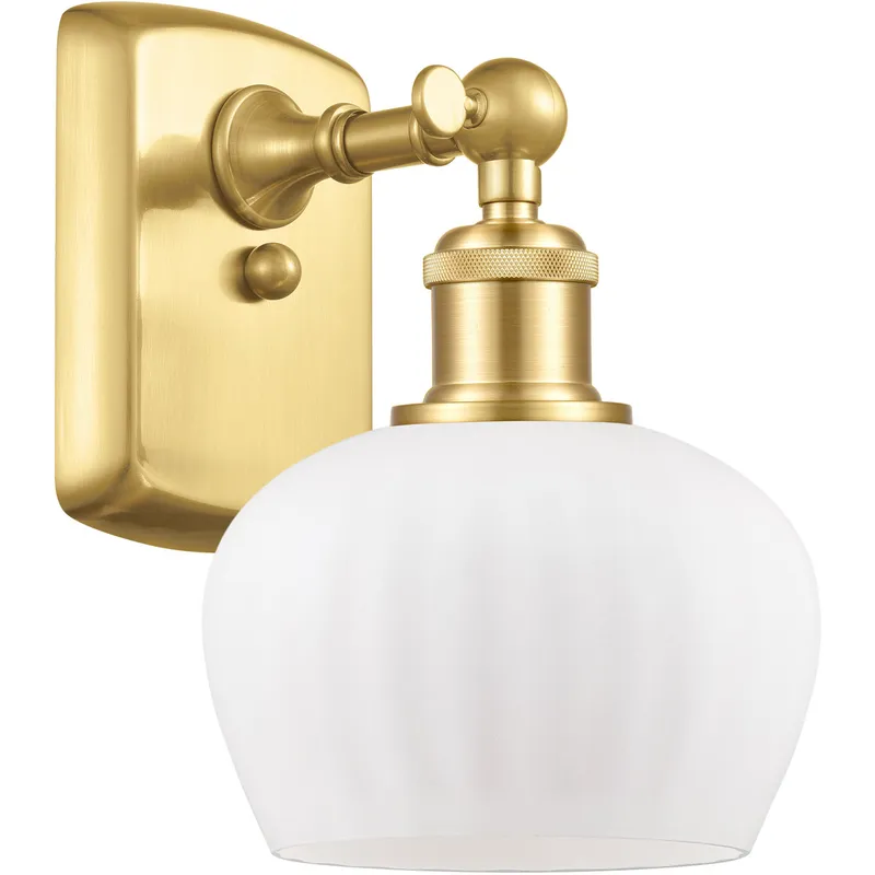 Ballston Fenton LED 7 inch Satin Gold Sconce Wall Light in Matte White Glass, Ballston
